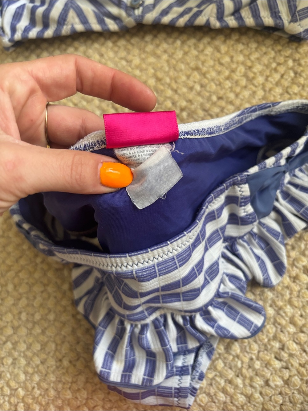 Betsey Johnson Blue White Striped Bikini Set - Picture 2 of 9